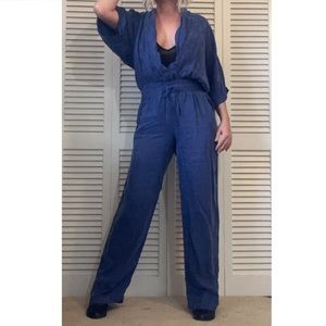 YFB Young Fabulous & Broke - Soft 💯 Cupro - Chic Relaxed Fit Jumpsuit Size L